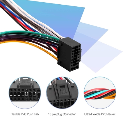 18AWG 4 ομιλητής 16 καρφιτσών αυτοκινήτων στερεοφωνικό λουρί καλωδίωσης συνδετήρων ηλεκτρικό