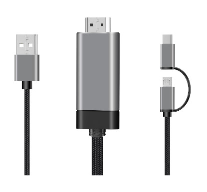 2 σε 1 αργίλιο Hdmi καλωδίων Hdmi μικροϋπολογιστών 1080p στο σκοινί Usb Γ