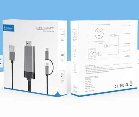 2 σε 1 αργίλιο Hdmi καλωδίων Hdmi μικροϋπολογιστών 1080p στο σκοινί Usb Γ