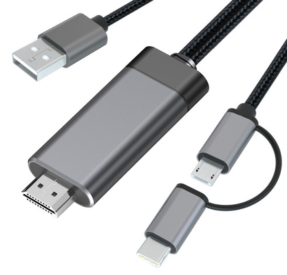 2 σε 1 αργίλιο Hdmi καλωδίων Hdmi μικροϋπολογιστών 1080p στο σκοινί Usb Γ